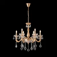 Люстра подвесная ELIZABETH SP6 BRASS Crystal Lux без плафона на 6 ламп, основание латунь прозрачное в стиле классический Люстра подвесная ELIZABETH SP6 BRASS Crystal Lux без плафона на 6 ламп, основание латунь прозрачное в стиле классический