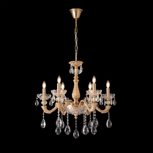 Люстра подвесная ELIZABETH SP6 BRASS Crystal Lux без плафона на 6 ламп, основание латунь прозрачное в стиле классический 