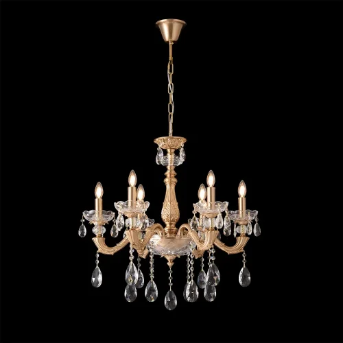 Люстра подвесная ELIZABETH SP6 BRASS Crystal Lux без плафона на 6 ламп, основание латунь прозрачное в стиле классический Люстра подвесная ELIZABETH SP6 BRASS Crystal Lux без плафона на 6 ламп, основание латунь прозрачное в стиле классический