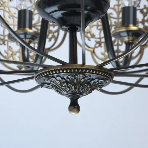 Люстра подвесная Франческа 109010208 Chiaro чёрная латунь на 8 ламп, основание чёрное в стиле ковка кантри  фото 3