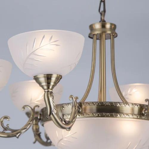 Люстра подвесная Кремона CL406193 Citilux белая на 9 ламп, основание бронзовое в стиле классика  фото 4