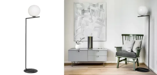 Торшер Flos IC Lights F Black 123693-22 ImperiumLoft белый на 1 лампу, основание чёрное в стиле современный арт-деко фото 2