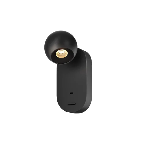 Бра с выключателем LED с usb Elfin MOD434WL-L5B3K Maytoni чёрный на 1 лампу, основание чёрное в стиле хай-тек современный для чтения