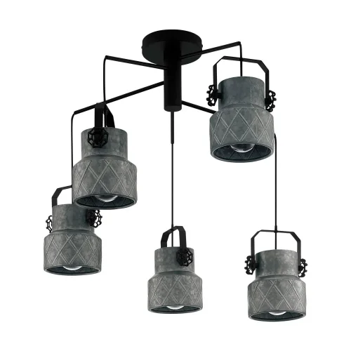 Светильник подвесной лофт Hilcott 39856 Eglo серый 5 ламп, основание чёрное в стиле лофт 