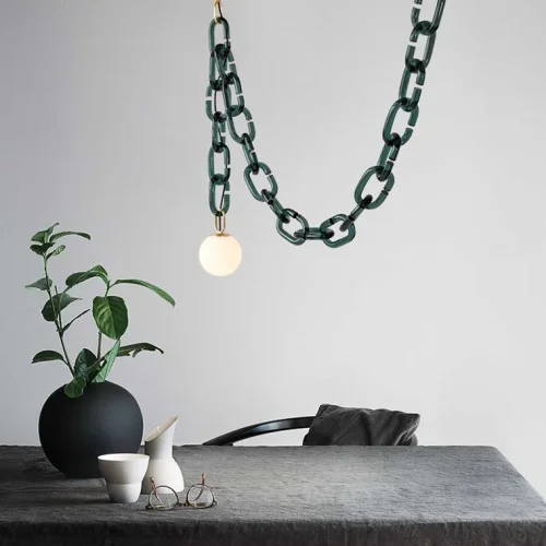 Светильник подвесной CHAIN 140602-26 ImperiumLoft белый на 1 лампу, основание зелёное в стиле современный фото 3