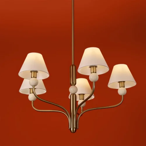 Люстра на штанге Aurelia FR2058PL-05BS Freya белая на 5 ламп, основание латунь в стиле классический американский кантри фото 13 Люстра на штанге Aurelia FR2058PL-05BS Freya белая на 5 ламп, основание латунь в стиле классический американский кантри фото 13