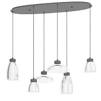 Светильник подвесной LED Sarnarra 390301 Eglo чёрный серый 6 ламп, основание чёрное в стиле современный 