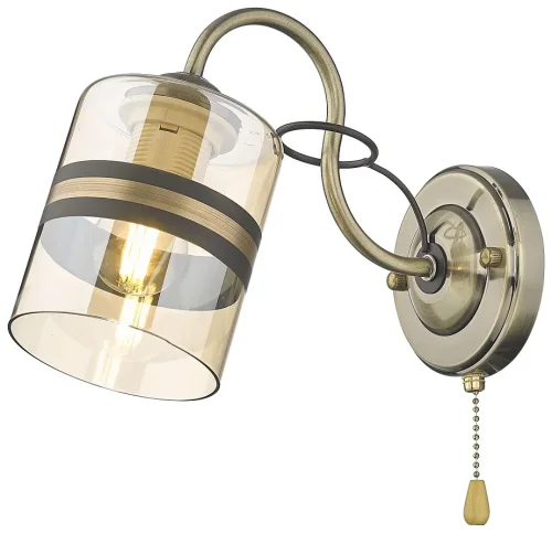 Бра с выключателем 217-501-01 Velante янтарный на 1 лампа, основание бронзовое в стиле современный 