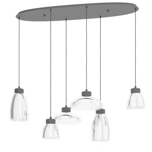 Светильник подвесной LED Sarnarra 390301 Eglo серый чёрный на 6 ламп, основание чёрное в стиле современный 