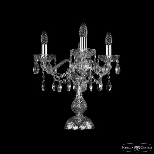 Настольная лампа 1413L/3/141-39 Ni Bohemia Ivele Crystal без плафона 3 лампы, основание прозрачное никель стекло хрусталь металл в стиле классический sp