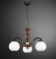 Люстра подвесная  L 8610/3 Reccagni Angelo белая на 3 лампы, основание коричневое бронзовое в стиле классический кантри 
