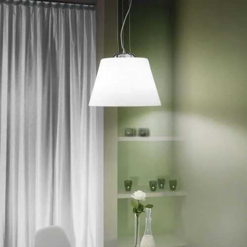 Светильник подвесной CYLINDER SP1 Ideal Lux белый 1 лампа, основание хром в стиле современный  фото 2