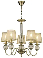 Люстра подвесная 302-503-05 Velante бежевая на 5 ламп, основание бронзовое в стиле классический 