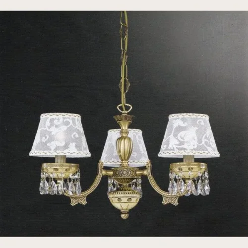 Люстра подвесная  L 7033/3 Reccagni Angelo бежевая белая на 3 лампы, основание античное бронза в стиле классический 