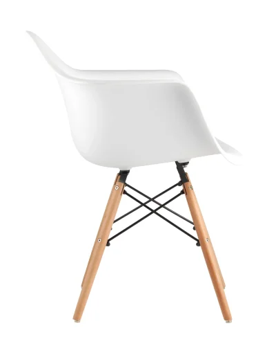 Кресло EAMES W, белое УТ000004417 Stool Group, белый/пластик, ножки/дерево/бежевый, размеры - ****620*450 фото 3
