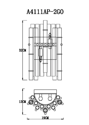 Бра Crystalla A4111AP-2GO Arte Lamp прозрачный на 2 лампы, основание золото в стиле современный фото 3 Бра Crystalla A4111AP-2GO Arte Lamp прозрачный на 2 лампы, основание золото в стиле современный фото 3