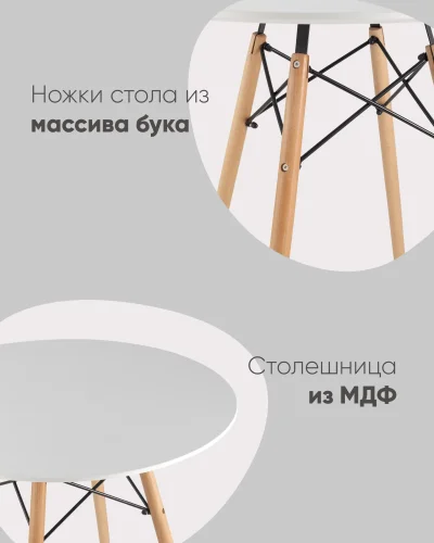 Стол круглый EAMES DSW NEW D=70, белый УТ000038929 Stool Group столешница белая из мдф фото 6