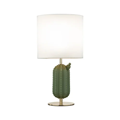 Настольная лампа Cactus 5425/1T Odeon Light белая 1 лампа, основание золотое зелёное керамика металл в стиле современный  фото 2
