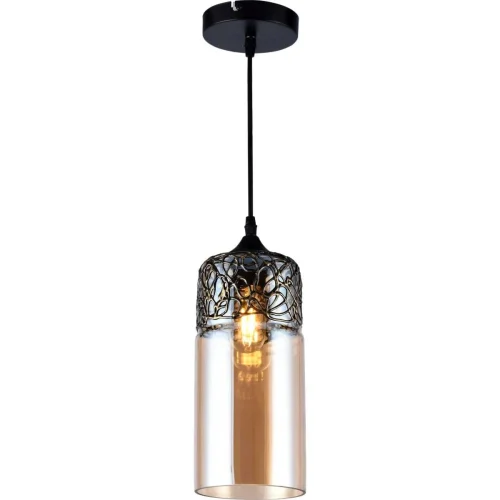 Светильник подвесной Rima 2041/73/01P Stilfort янтарный 1 лампа, основание чёрное в стиле современный 