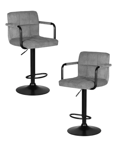 Стул барный набор 2 шт. SET-2 5011_BlackBase-LM KRUGER ARM BLACK, цвет сиденья серый вельвет (LAR-E2041-25), цвет основания черный Dobrin, /экокожа, ножки/металл/чёрный, размеры - 920*1130***510*490 Стул барный набор 2 шт. SET-2 5011_BlackBase-LM KRUGER ARM BLACK, цвет сиденья серый вельвет (LAR-E2041-25), цвет основания черный Dobrin, /экокожа, ножки/металл/чёрный, размеры - 920*1130***510*490