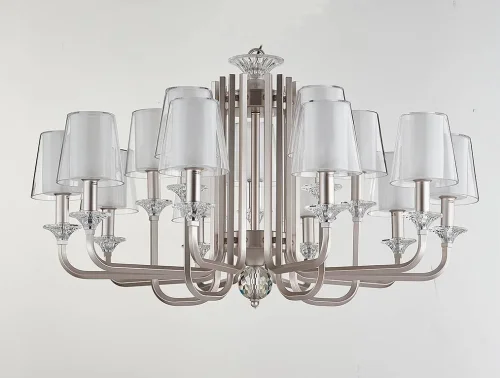 Люстра подвесная 4610+5/C Newport прозрачная белая на 15 ламп, основание бежевое серебряное в стиле современный 
