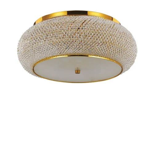 Люстра хрустальная PASHA PL10 ORO Ideal Lux золотая прозрачная на 10 ламп, основание золотое в стиле современный 