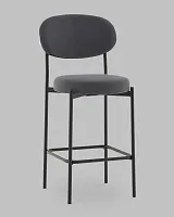 Стул Полубарный Бриф DD велюр тёмно-серый УТ000041517 Stool Group, серый/велюр, ножки/сталь/чёрный, размеры - *****