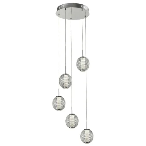 Люстра подвесная LED 10250/5LED Escada хром на 1 лампу, основание хром в стиле хай-тек каскад