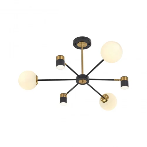Люстра на штанге LED Ferrara-71040 274802/6 BK/GD Arte Milano белая на 6 ламп, основание чёрное в стиле современный фото 13