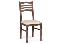 Деревянный стул Амадиу бежевый / орех 528927 Woodville, бежевый/велюр, ножки/массив березы дерево/орех, размеры - ****420*490