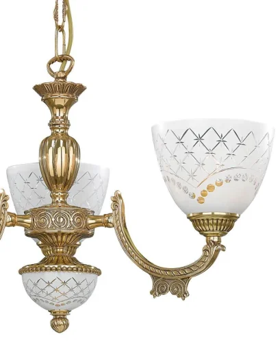 Люстра подвесная  L 7152/3 Reccagni Angelo белая на 3 лампы, основание золотое в стиле классический  фото 3