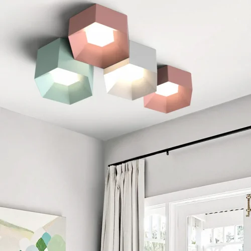Светильник потолочный HEXAGON A 101669-26 ImperiumLoft зелёный на 3 лампы, основание зелёное в стиле современный фото 13