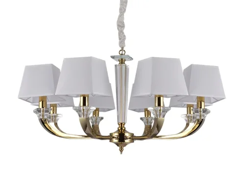 Люстра подвесная 11408/C gold Newport белая на 8 ламп, основание прозрачное в стиле американский современный классический  фото 2