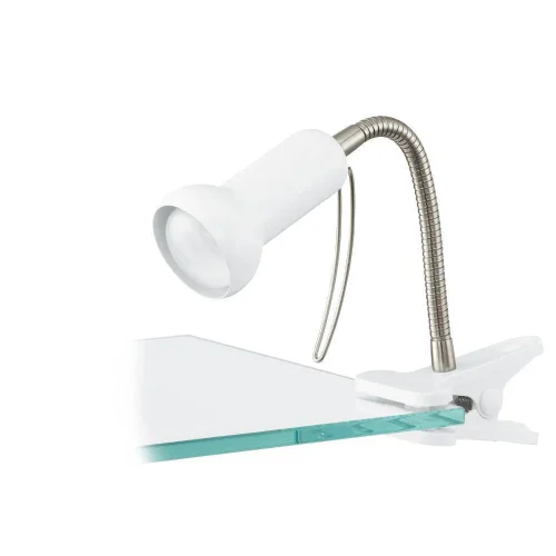 Настольная лампа на прищепке FABIO 81262 Eglo белая 1 лампа, основание белое серое полимер металл в стиле для кабинета, офиса 