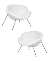 Набор 2 шт Кресло дизайнерское DOBRIN EMILY (белый (букле) ткань , хромированная сталь) цвет сиденья букле белый, цвет основания хромированная сталь Dobrin, белый/букле, ножки/металл/, размеры - *720****мм