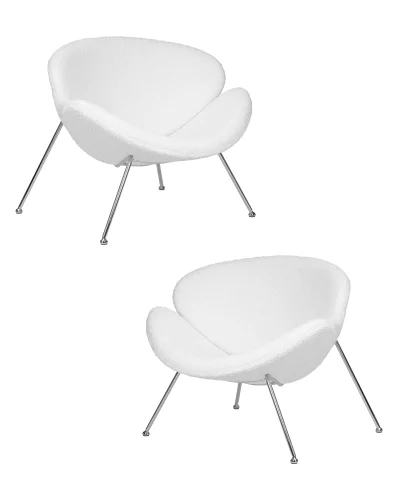 Набор 2 шт Кресло дизайнерское DOBRIN EMILY (белый (букле) ткань , хромированная сталь) цвет сиденья букле белый, цвет основания хромированная сталь Dobrin, белый/букле, ножки/металл/, размеры - *720****мм Набор 2 шт Кресло дизайнерское DOBRIN EMILY (белый (букле) ткань , хромированная сталь) цвет сиденья букле белый, цвет основания хромированная сталь Dobrin, белый/букле, ножки/металл/, размеры - *720****мм