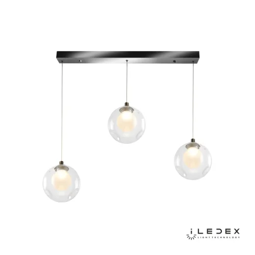 Светильник подвесной LED Epical C4492-3L CR iLedex прозрачный 1 лампа, основание хром в стиле хай-тек современный шар фото 3