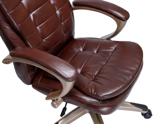 Офисное кресло для руководителей 106B-LMR DONALD, цвет коричневый Dobrin, коричневый/экокожа, ножки/металл/бежевый, размеры - 1030*1110***720*720 фото 7
