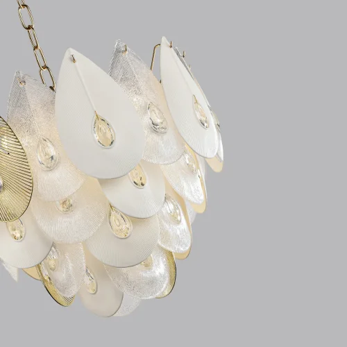 Люстра подвесная Cabochon 5050/17 Odeon Light золотая прозрачная белая на 17 ламп, основание золотое в стиле современный флористика  фото 5