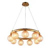 Люстра подвесная Ola APL.764.03.09 Aployt янтарная на 9 ламп, основание бронзовое в стиле современный шар