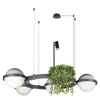 Светильник подвесной LED Jardin 10121/4 Dark grey LOFT IT белый 4 лампы, основание чёрное антрацит в стиле флористика арт-деко 