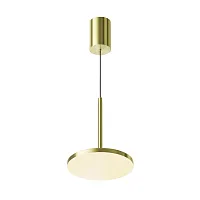 Светильник подвесной LED Plato P076PL-L12W3K-BS Maytoni белый на 1 лампу, основание латунь в стиле хай-тек современный 