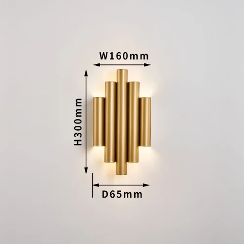 Бра LED Tubulis 4125-2W Favourite матовый золото на 2 лампы, основание матовое золото в стиле современный арт-деко  фото 2