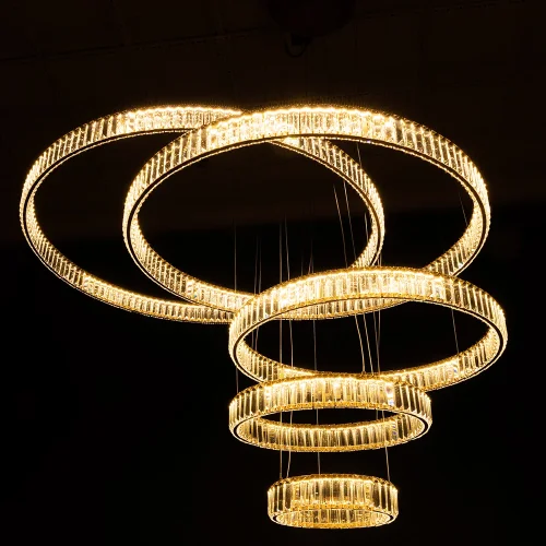 Люстра подвесная LED Renata 1135/17 SP-195 Divinare прозрачная на 1 лампа, основание латунь в стиле современный кольца фото 2