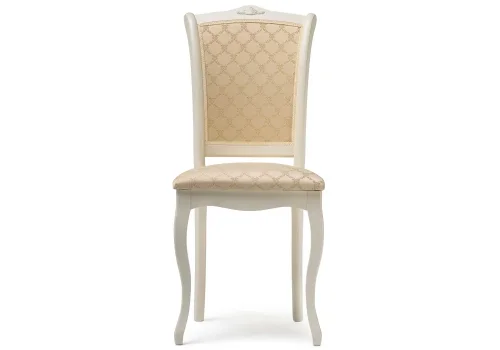 Деревянный стул Луиджи молочный / бежевый 450683 Woodville, бежевый/ткань, ножки/массив березы дерево/молочный, размеры - ****440*550 фото 2