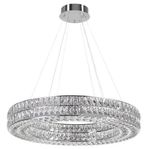 Люстра подвесная LED Panta 4927/85L Odeon Light прозрачная на 1 лампа, основание хром в стиле современный кольца