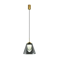 Светильник подвесной LED Fume FR5399PL-L4BS Freya серый чёрный 1 лампа, основание латунь в стиле модерн 