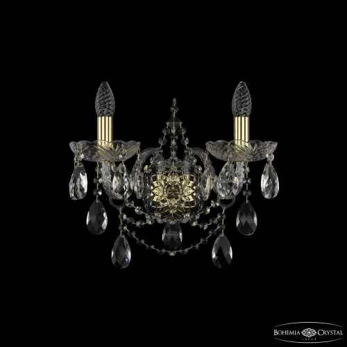 Бра 1411B/2/160/XL G Bohemia Ivele Crystal без плафона на 2 лампы, основание золотое прозрачное в стиле классика sp