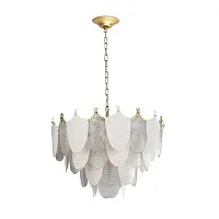 Люстра подвесная Porcela 5051/21 Odeon Light прозрачная белая на 21 лампа, основание золотое в стиле современный флористика 