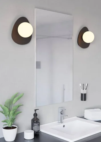 Бра Castrovido 902091 Eglo белый на 1 лампу, основание чёрное в стиле современный шар фото 2 Бра Castrovido 902091 Eglo белый на 1 лампу, основание чёрное в стиле современный шар фото 2